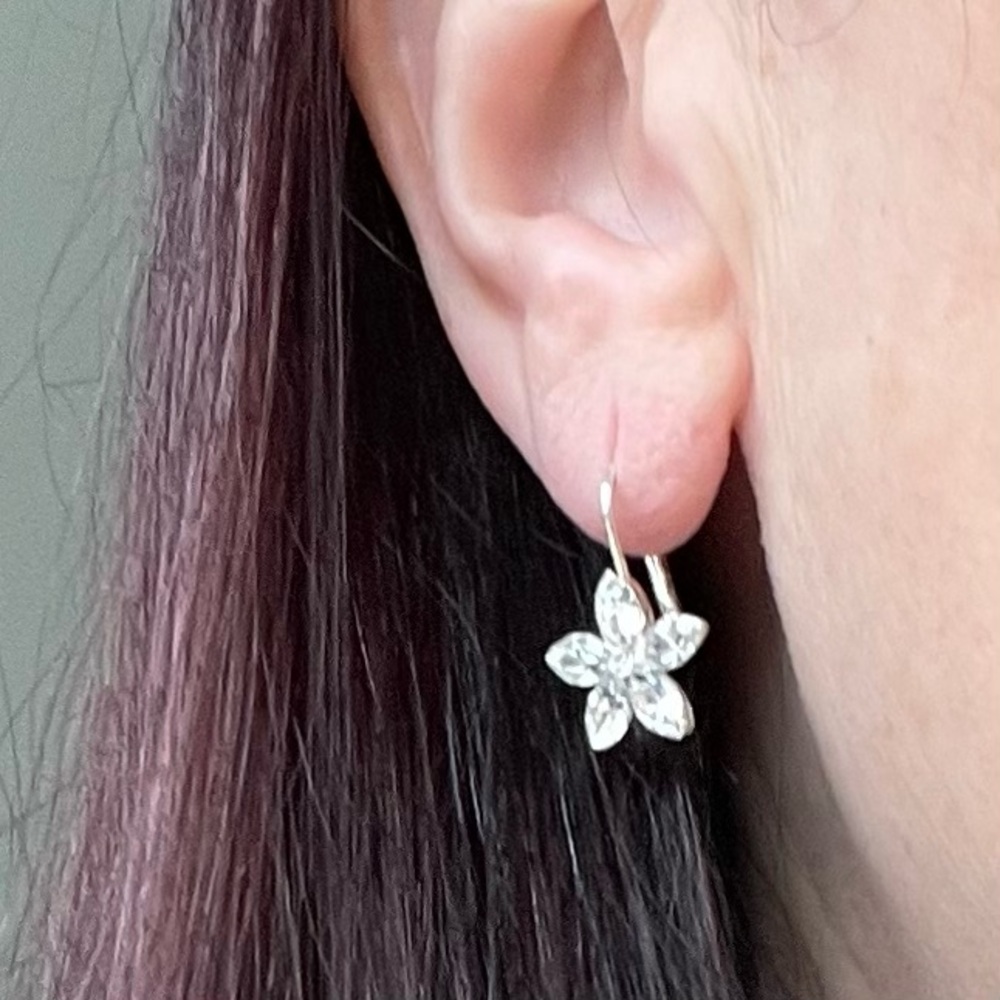 Sparkly Crystal Flower Earrings